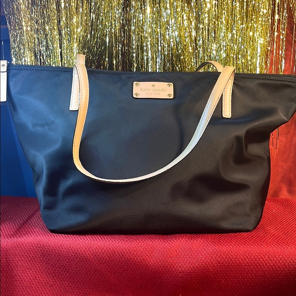Kate Spade Black and Tan Tote Bag with Spacious Design